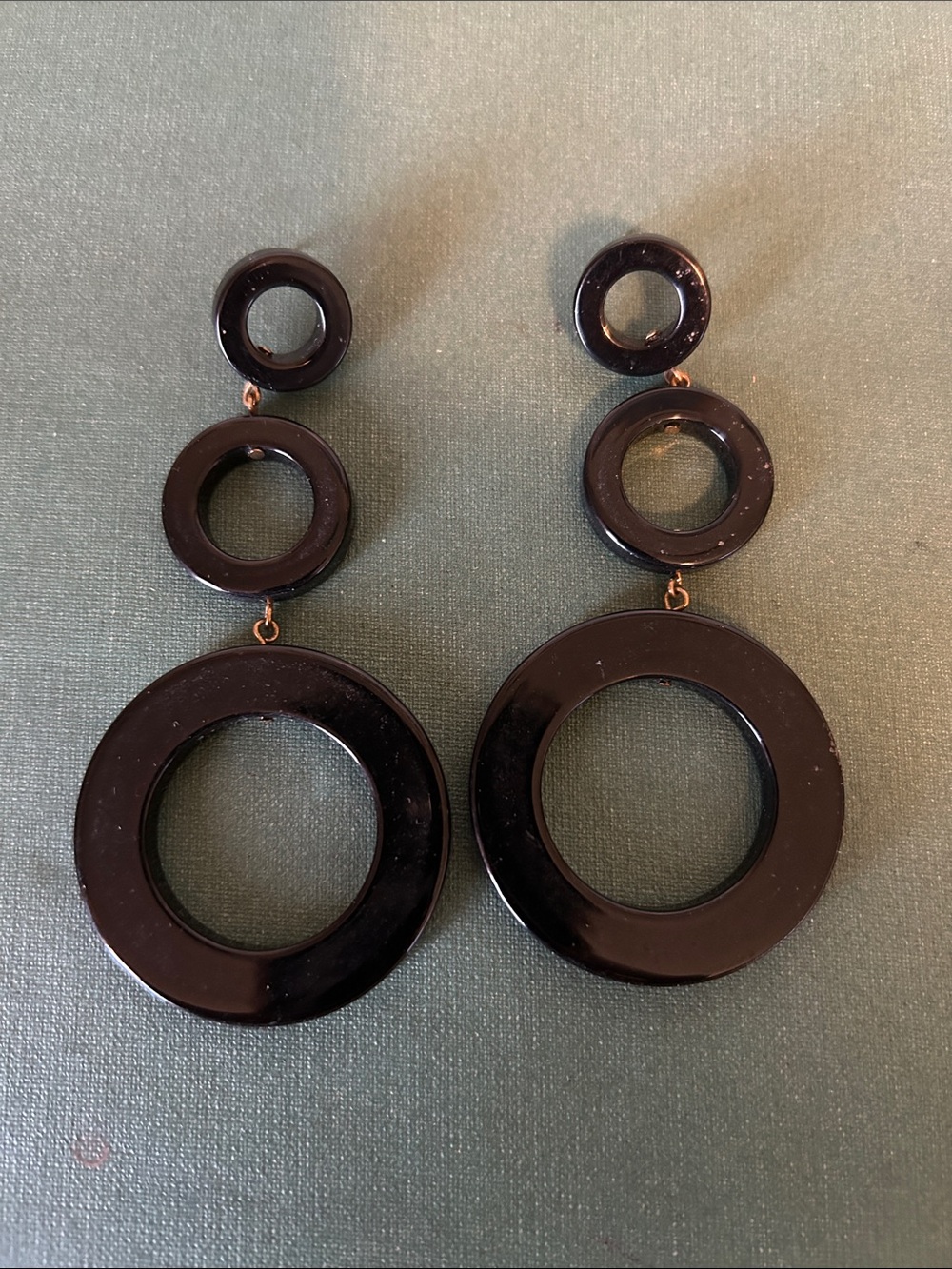 Black Round Drop Statement Earrings - Women Jewelry